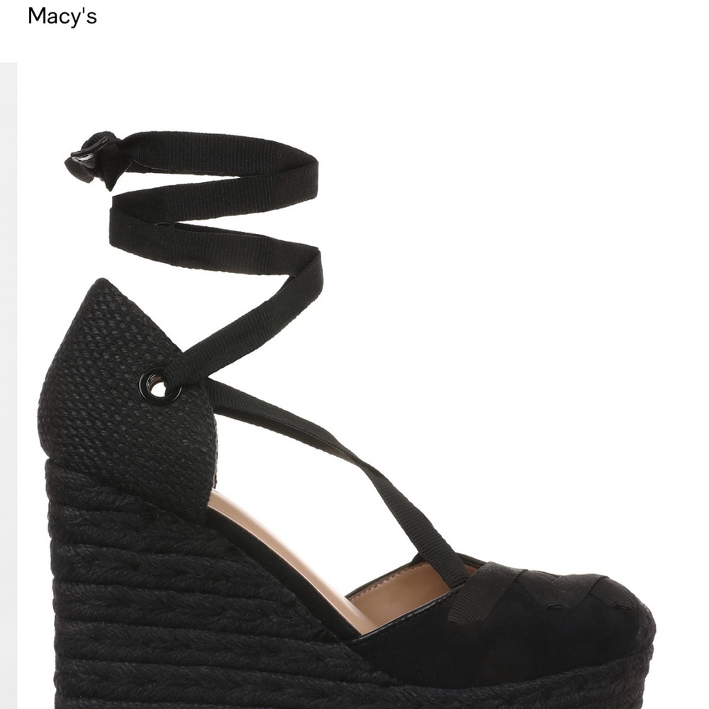 Macy's Black Espadrille Wrap Wedge Sandal